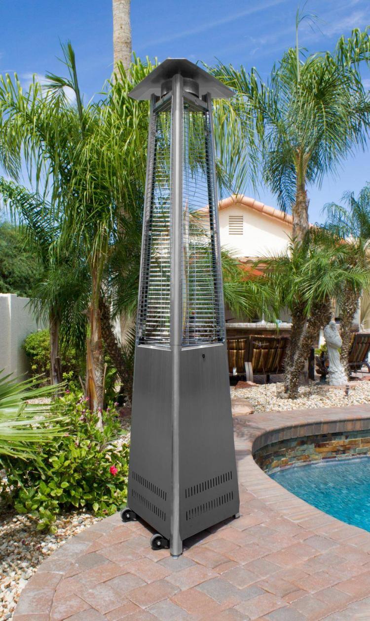 94″ Tall Radiant Heat Glass Tube Patio Heater Commercial Triangle (Stainless Steel) 1