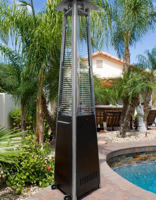 94" Tall Radiant Heat Glass Tube Patio Heater Commercial Triangle (Bronze)
