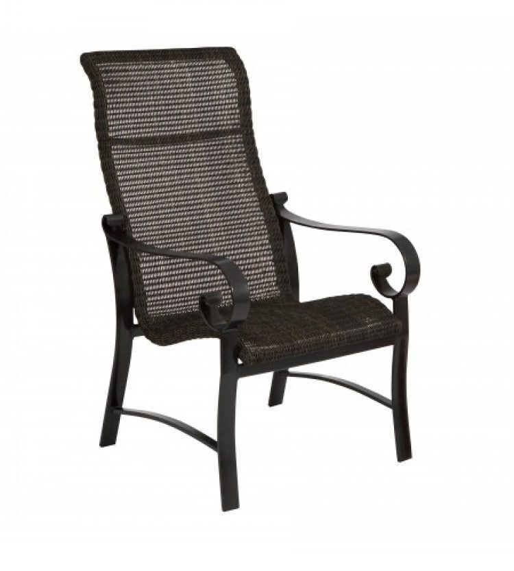 belden round weave high back dining arm chair