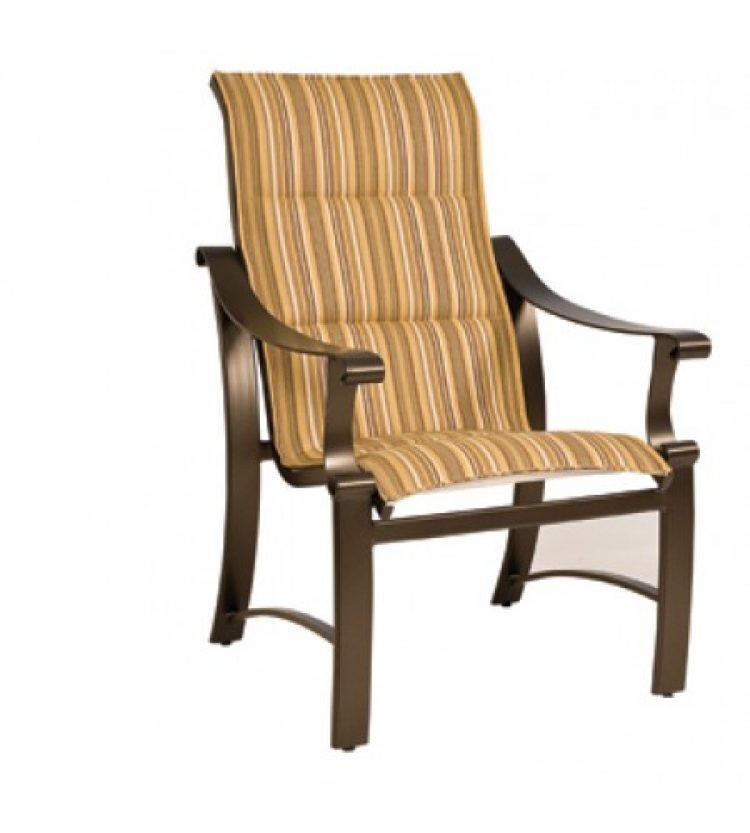 bungalow padded sling high back dining arm chair