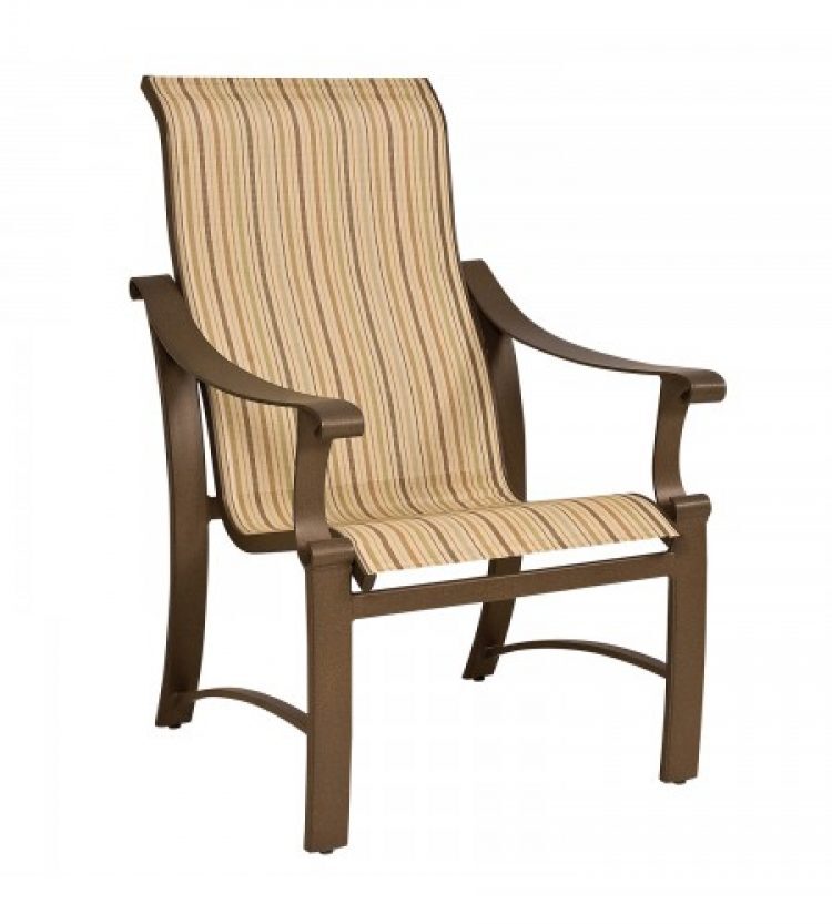 bungalow sling high back dining arm chair