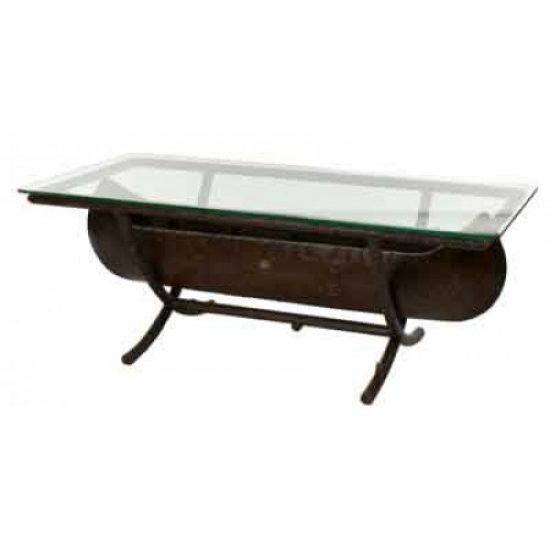 Chatham Run Canoe Coffee Table With Glass Top