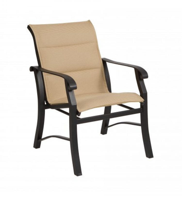cortland padded sling dining arm chair
