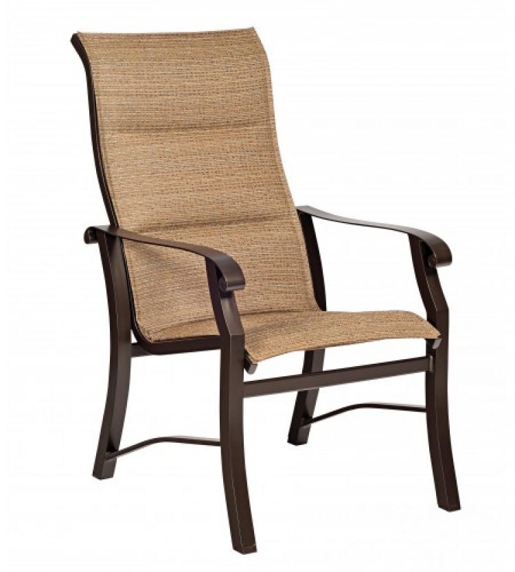 cortland padded slingh high back dining arm chair