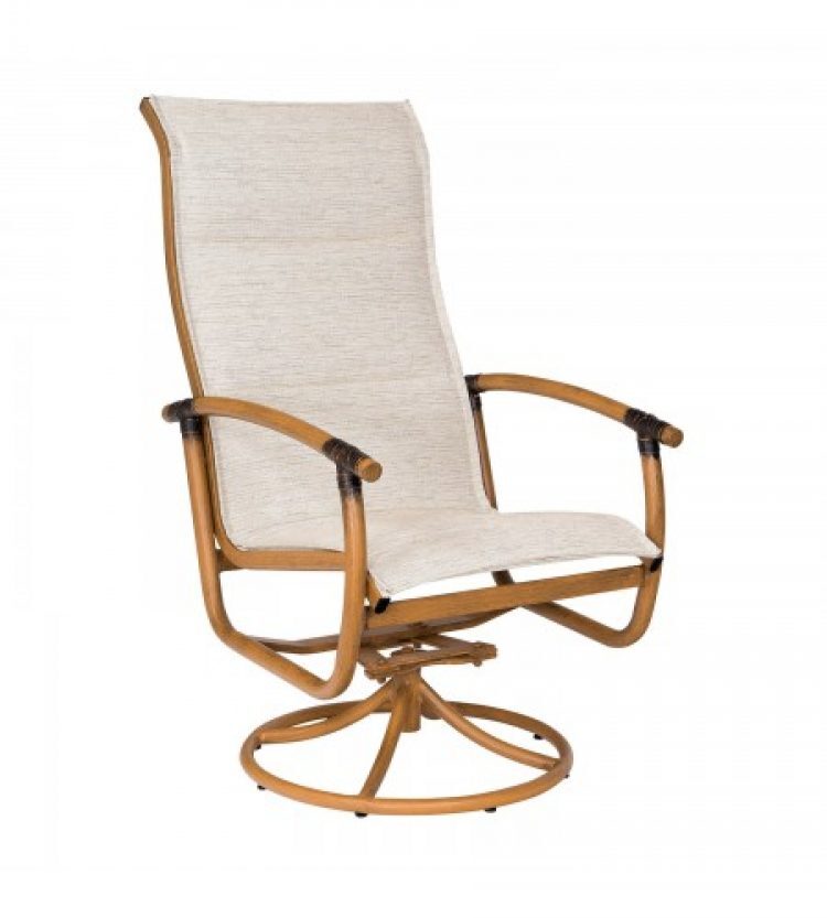 glade isle padded sling high back swivel rocker dining arm chair