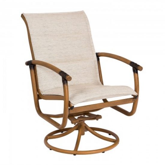 Glade Isle Padded Sling Swivel Rocker Dining Arm Chair
