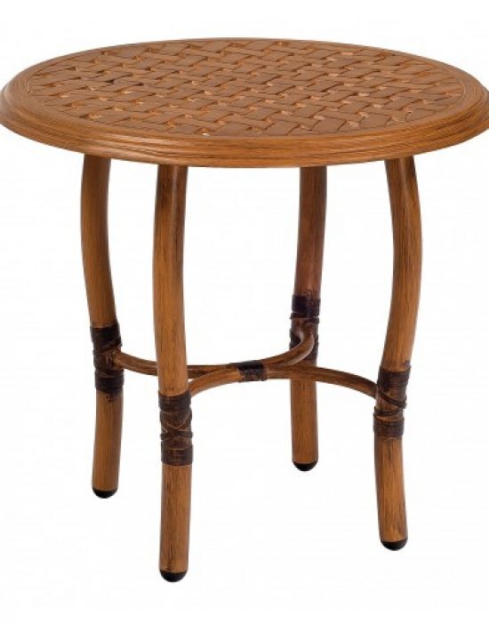 Glade Isle Tables Round End Table With Thatch Top