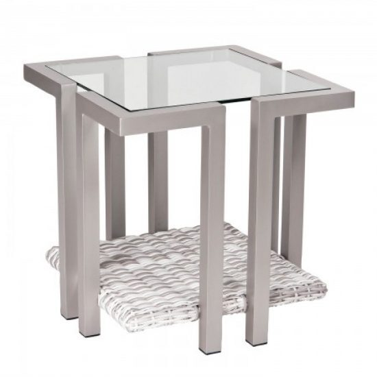 Imprint End Table With Glass Top