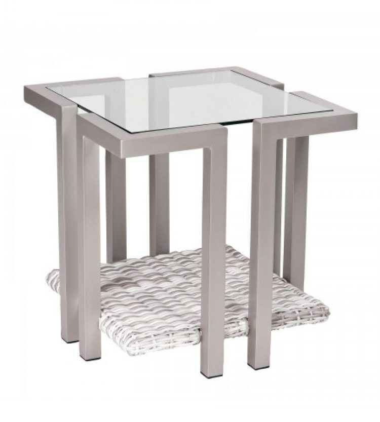 imprint end table with glass top