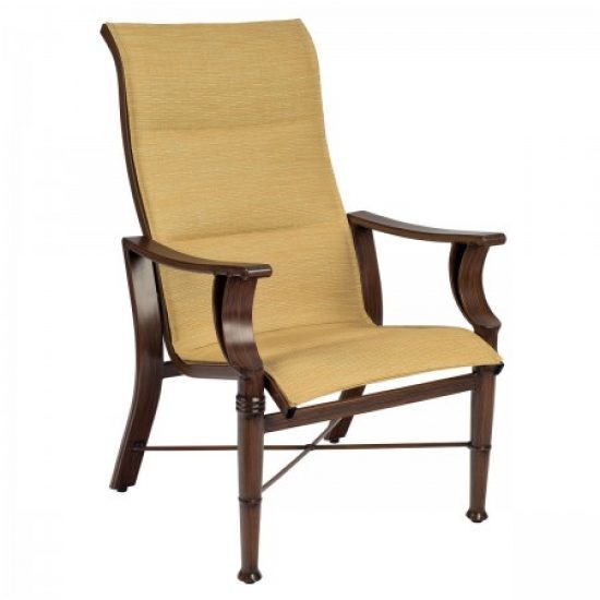 Arkadia Padded Sling High-Back Dining Arm Chair