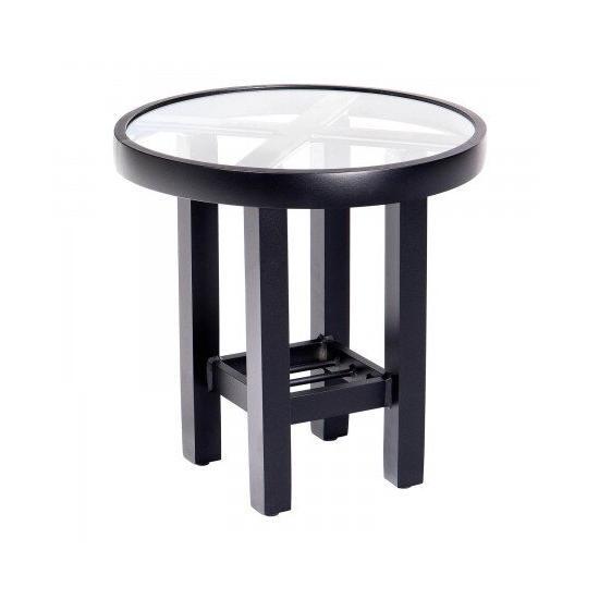 Palm Coast 18" Round End Table With Clear Glass