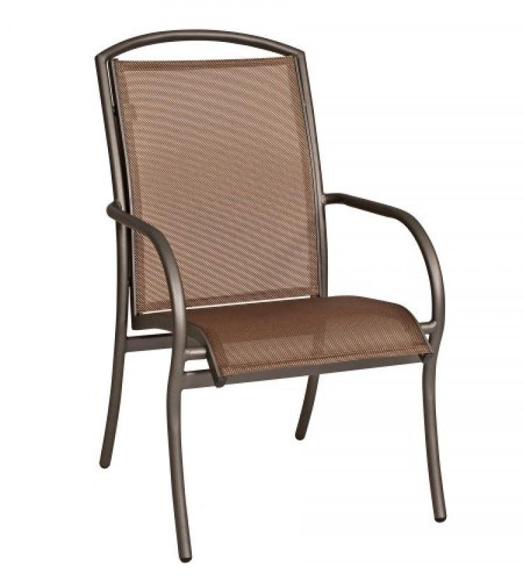 rivington sling dining arm chair stackable