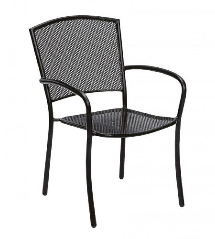 cafe series albion textured black arm chair stackable