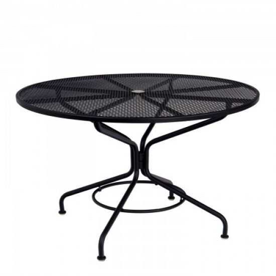 Café Series Textured Black Contract + 48" Round Mesh Top Umbrella Table