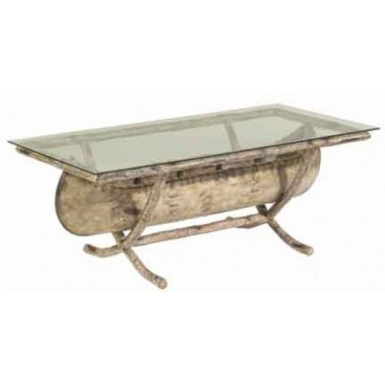 River Run Canoe Coffee Table With Glass Top