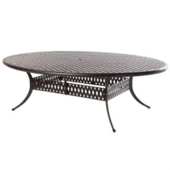 WEAVE 100" X 70" OVAL EGG DINING TABLE WITH UMBRELLA HOLE - ANTIQUE FERN