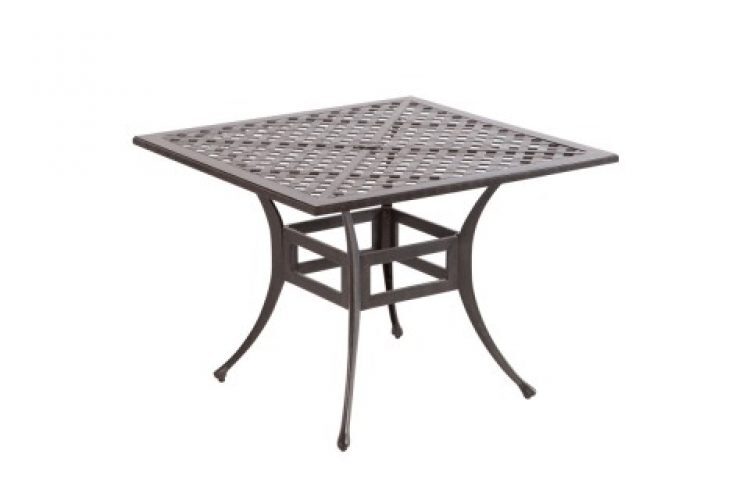 weave 40 square dining table with umbrella hole antique fern