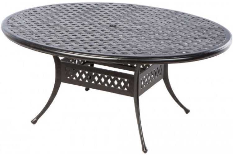 weave 70 oval egg dining table with umbrella hole