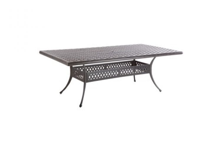 weave 86 x 46 rectangular dining table with umbrella hole